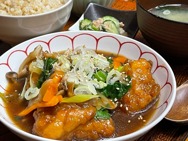 若鶏の唐揚げ黒酢南蛮定食